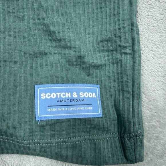 Scotch & Soda Mens Green Textured Crewneck T-Shirt XL Cotton Blend a0269 - Picture 2 of 10